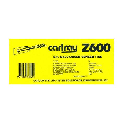 Veneer Ties Twisted S.P Galvanised Box of 150 Carlray - Image 2