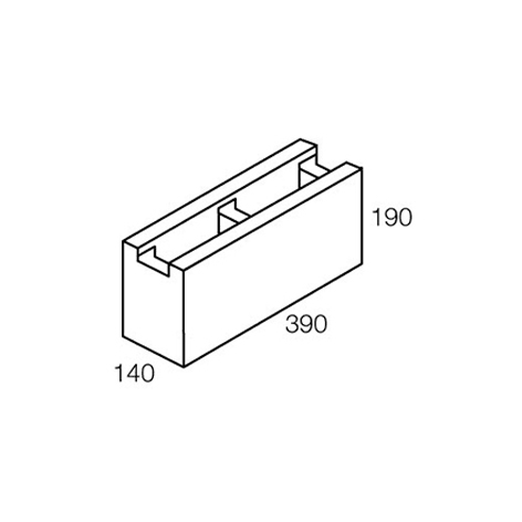 Besser Block Channel 390 x 190 x 140 Masonry Concrete Grey Hollow Block Recessed Web