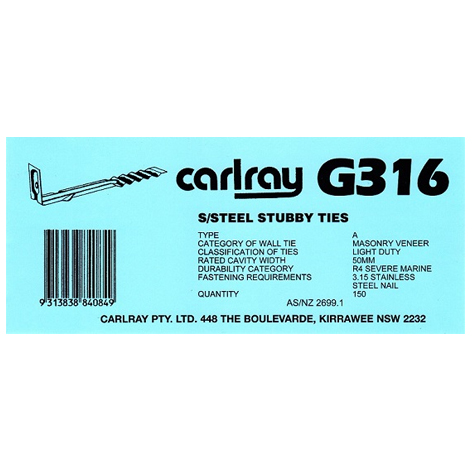 Stubby Ties Stainless Steel Box of 150 Carlray G316 - Image 2